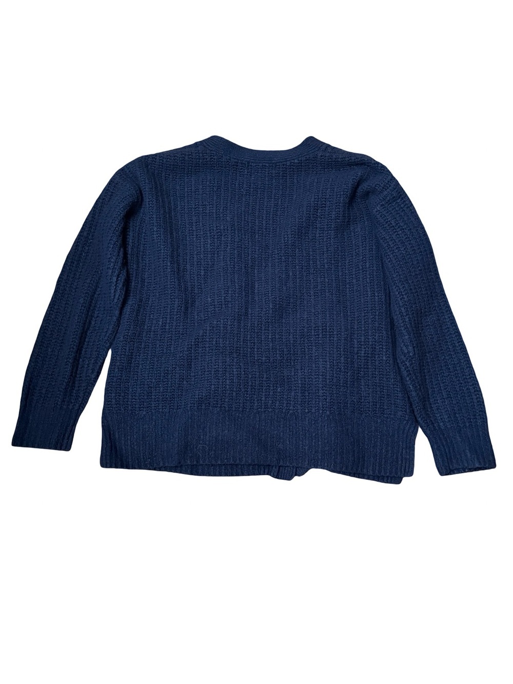 Classic Navy Ribbed Button-Front Women's Cardigan - Picture 2 of 3